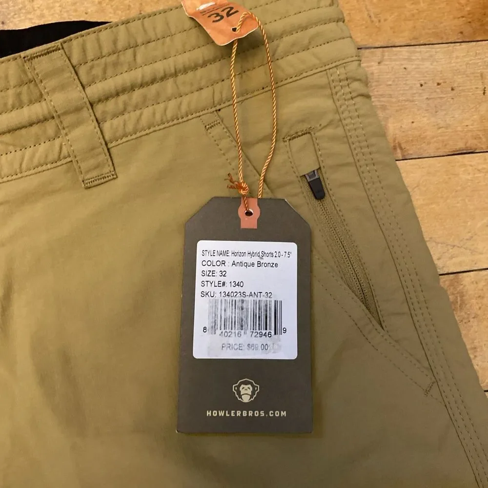 Howler Bros. Shorts Men’s Size 32 Antique Bronze Horizon Hybrid NWT